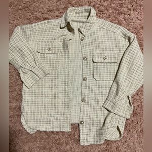 Hello! I am selling a white jacket with gold & pearls with two pockets.